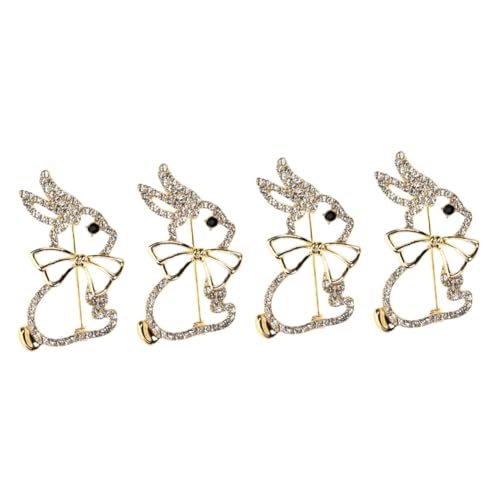 WOFASHPURET 4 Sätze Brosche Kaninchen Hasennadeln Lustig Ohren Ansteckhase Karikatur Hasen-accessoires Party Gold Stifte Anstecknadel Mit Hasenabzeichen Hasentier Legierung 2 Stück * 4 von WOFASHPURET