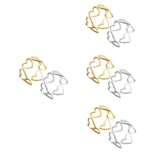 WOFASHPURET 8stücke Herzringe Für Frauen Offene Finger-ringe Schlichtes Design Hochwertige Kupfermaterialien Für Zu Weihnachten Hochzeiten Und Geburtstagen von WOFASHPURET