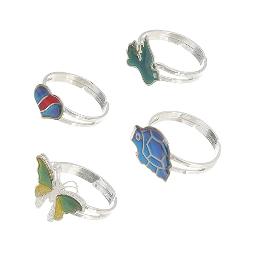 WOFASHPURET 4 Sätze Thermochromer Ring Gefühlsring Kleine Mädchen Stimmungsringe Für Mädchenringe Ringschmuck Kinderringe Schellenkranz Mädchen Ringe Fingerring Eisen 4 Stück * 4 von WOFASHPURET