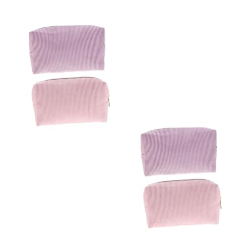 WOFASHPURET 4 Stck. Kosmetiktaschen aus Kordsamt Kompakte Reise-Make-up-Tasche mit Reißverschluss Handliche Kulturtasche für Damen Praktische Aufbewahrung für Kosmetik und Reiseutensilien von WOFASHPURET
