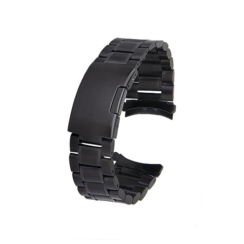 WOFASHPURET 4 Stück Armband mit Gebogenem Ende Federstiften Schwarzes Uhrenarmband Robust mit Klappverschluss für Männer und Frauen von WOFASHPURET