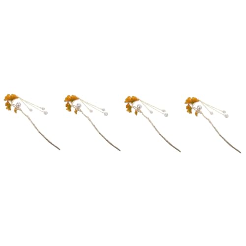 WOFASHPURET 4 Stück Blatthaarstäbchen China Mädchen Hochzeit Seide Quaste Haarstab haarschmuck Quaste Haarnadel Essstäbchen für Haare lange Haarnadel Hanfu-Haarstab Legierung von WOFASHPURET