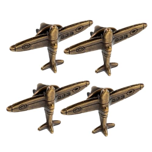 WOFASHPURET 4 Stück Flugzeug Anstecknadeln Flugzeug Brosche Für Männer Und Frauen Flugzeug Flug Anstecknadel Hut Abschluss Weihnachten Brosche Schmuck Dunkelbraun von WOFASHPURET