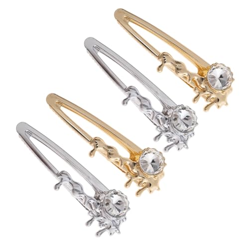 WOFASHPURET 4 Stück Glänzende Metall Haarklammern mit Funkelnden Strasssteinen Kreative Haarspangen für Damen und Mädchen Langlebig Rostfrei Eleganter Haarschmuck für Verschiedene Frisuren von WOFASHPURET