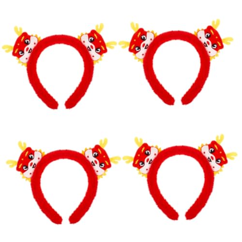 WOFASHPURET 4 Stück Haarband Für Das Jahr Des Drachen Haar Accessoires Haarbänder Haargummi Haarschmuck Party Haarband Neujahrsparty Zubehör Neujahrs Kopfschmuck Kinderpuppe Plüsch von WOFASHPURET