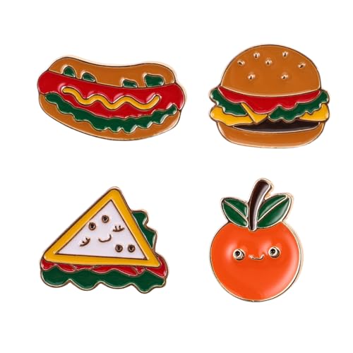 WOFASHPURET 4stücke Lebensmittel-brosche Aus Legierung Burger-pommes-anstecker Hot-dog-lecker-anstecker Süße Hamburger-brosche Sandwich-anstecker Aus Legierung Lustige Anstecker Für von WOFASHPURET