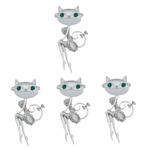WOFASHPURET 4stücke Cat Brooch Pin Mit Opal Und Kristall Vintage Stil Süße Katzenbrosche Als Schal-clip-dekoration Für Kleidung Und Accessoires Für Frauen WOFASHPURET 4stücke Cat Brooch Pin Mit Opal Und Kristall Vintage Stil Süße Katzenbrosche Als Schal-clip-dekoration Für Kleidung Und Accessoires Für Frauen von WOFASHPURET