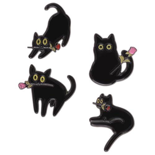 WOFASHPURET 4 Stück Kreative Katzenbroschen aus Metall Dekorative Anstecknadeln für Kleidung Rucksäcke Schals und Hüte Stilvolle Pins für Damen Fest Haftend Modisches Accessoire von WOFASHPURET