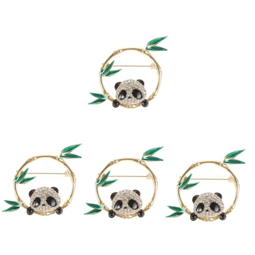 WOFASHPURET 4 Stück Panda-Brosche plattiert Wäscheklammern dekorativ klein Karikatur anfängliche Brosche Rucksack-Pin-Ästhetik Rucksäcke Stift Brosche Zinklegierung von WOFASHPURET