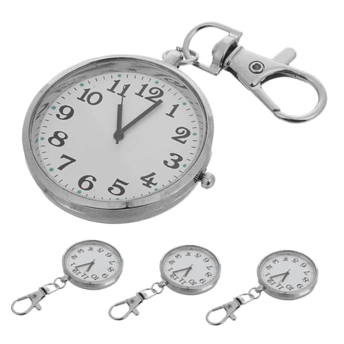 WOFASHPURET 4 Stück Quarzuhr Schlüsselanhänger mit Großen Ziffern Tragbare Taschenuhr für Krankenschwestern Schüler Senioren Vintage Design Praktischer Clip für Schule und von WOFASHPURET