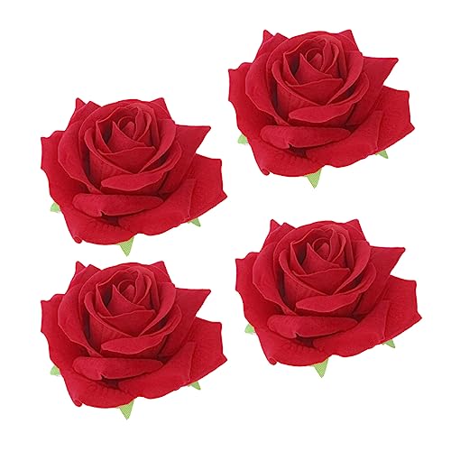 WOFASHPURET 4 Stück Rosen-Haarschmuck hochzeitshaar schmuck wedding hair accessories Haarspangen für Rosenclips für Haare Haarschmuck für die Hochzeit Haarnadel Blumenbrosche aus Stoff Metall von WOFASHPURET