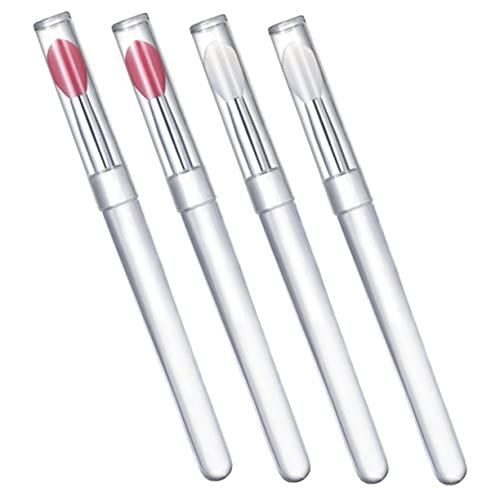 WOFASHPURET 4 Stück Silikon Lip Pinsel Mit Deckel Lip Gloss Applikator Halter Silikon Make-up Pinsel Zubehör Transparent Kunststoff Griff Bilden von WOFASHPURET