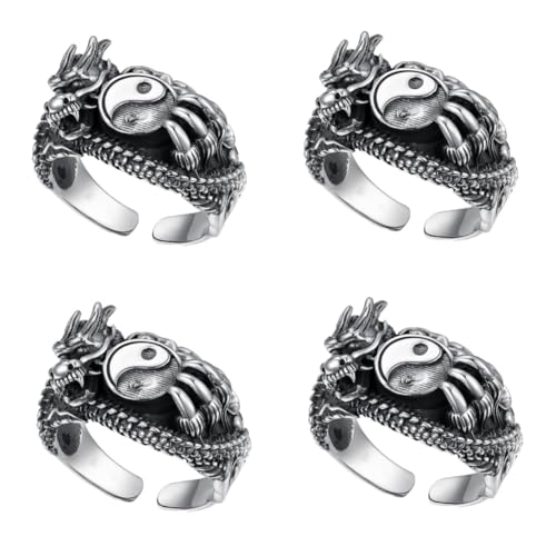 WOFASHPURET 4 Stück Tai-Chi-Drachenring vintage rings fingerring männerringe rings for men mens rings Herrenringe Ringe für Männer Ringschmuck herren ringe künstlich Metall Ring Mann Kupfer von WOFASHPURET