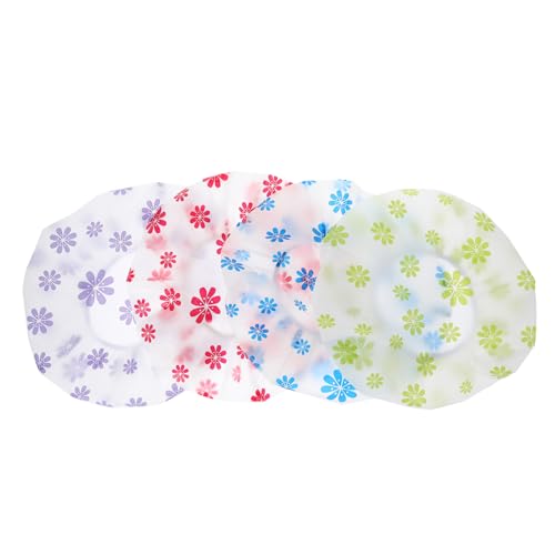 WOFASHPURET 4 Stück Teiliges Duschhauben für Damen Wiederverwendbare Wasserdichte Badekappen mit Punktmuster für Lange Lockige Haare für Haarfärbung und Reisen von WOFASHPURET