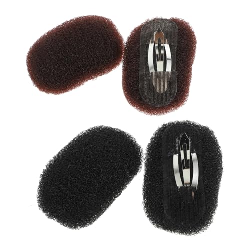 WOFASHPURET 4 Stück Teiliges Haarklammer Damen Unsichtbare Atmungsaktive Volumen haarpads Elastische Druckfreie Haarspangen in Schwarz und Braun für Lockiges Haar und Pferdeschwanz von WOFASHPURET