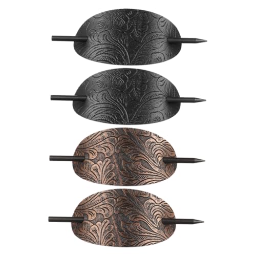 WOFASHPURET 4 Stück Teiliges Haarnadel aus Leder Ovaler Dutt Halter für Damen Retro Haarschmuck und Antikbronze Sicherer für Verschiedene Frisuren Langlebig von WOFASHPURET