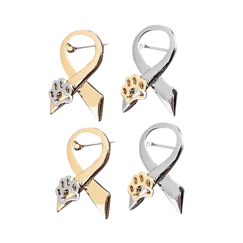 WOFASHPURET 4 Stück Teiliges Hundeklaue Broschen aus Legierung Dekorative Schleifen anstecknadeln in Gold und Silber Modische Brustnadeln für Damen und Herren Elegant und Einzigartig von WOFASHPURET