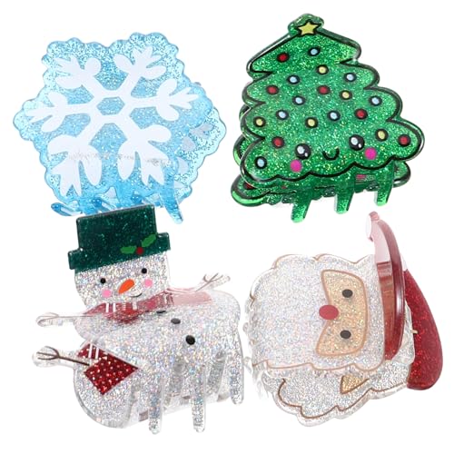 WOFASHPURET 4 Stück Teiliges Kleine Weihnachts Haarspangen aus Dekorative Krallenclips mit Schneemann Weihnachtsmann Schneeflocke und Tannenbaum Festliche Haaraccessoires für Damen Party WOFASHPURET 4 Stück Teiliges Kleine Weihnachts Haarspangen aus Dekorative Krallenclips mit Schneemann Weihnachtsmann Schneeflocke und Tannenbaum Festliche Haaraccessoires für Damen Party von WOFASHPURET