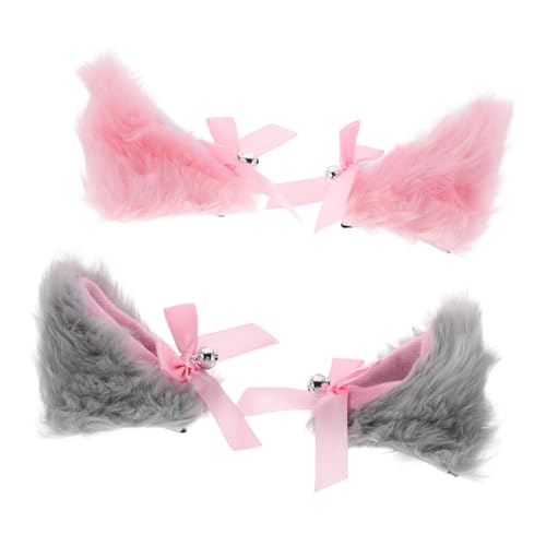 WOFASHPURET 4 Stück Teiliges Kuschelige Katzenohren Haarclips mit Glocke Flauschige Lolita Animal Cosplay Haarschmuck für Halloween Weihnachten Partys und Alltag Leicht und für Damen und von WOFASHPURET