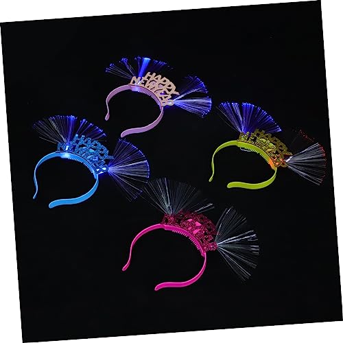 WOFASHPURET 4 Stück Teiliges LED Haarreif Leuchtende Party Haarreifen für Silvester und Neujahrsfest Bunte Lichtfasern Leichter Langlebiger Kopfschmuck für Festival Karneval von WOFASHPURET