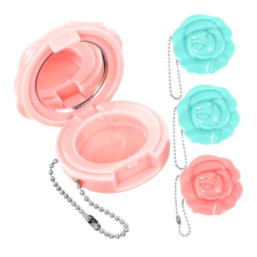 WOFASHPURET 4 Stück Teiliges Nachfüllbares Mini Make Up mit Spiegel Rosa Lippenstift und Blush Box Leere Make Up Palette für Diy Lidschatten und Lippenbalsam Reisefreundliche von WOFASHPURET