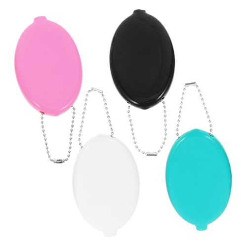 WOFASHPURET 4 Stück Teiliges Oval Münzgeldbörsen mit Kette Tragbare PVC Münzhalter Kompakte Geldbörse für Männer und Frauen Vielseitiger Kleingeld Organizer Leicht und Platzsparend für Reisen von WOFASHPURET