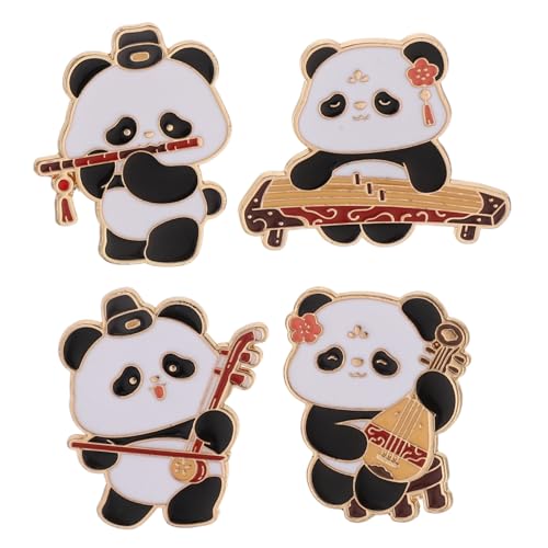 WOFASHPURET 4 Stück Teiliges Panda-broschen Robustem Legierungsmaterial mit Chinesischem Musikinstrument-design Leichtes Schmuckzubehör für Damen Hemden Kleider Rucksäcke und Jacken von WOFASHPURET