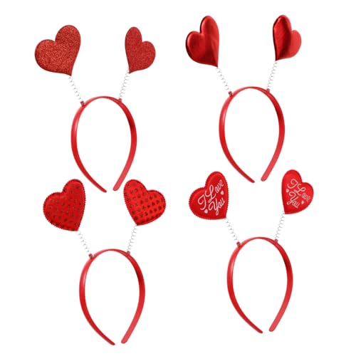WOFASHPURET 4 Stück Teiliges Rote Herz Haarreifen für Valentinstag Leichte und Bequeme Kopfbedeckung für Kostümpartys Festivals und Feierlichkeiten als Liebesgeschenk oder Dekoration von WOFASHPURET
