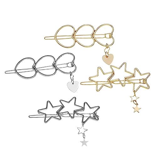 WOFASHPURET 4stücke Sternen Haarklammer in Stern Und Herzform Attraktiver Kopfschmuck Zarte Haarspangen Bobby Pin Seitliche Haarspange Für Mädchen Täglicher Gebrauch Und Bankett von WOFASHPURET