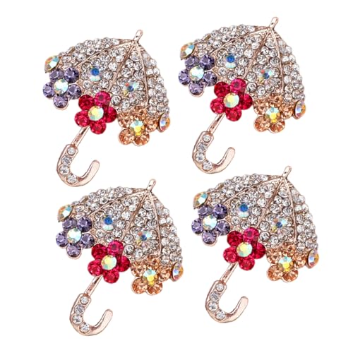 WOFASHPURET 4 Stück Teiliges Strass Regenschirm Broschen Funkelnde Damen Anstecknadeln Dekorative Schmuckpins für Kleidung Kleider Mäntel Hüte und Taschen Leichtes Accessoire für Reisen und von WOFASHPURET