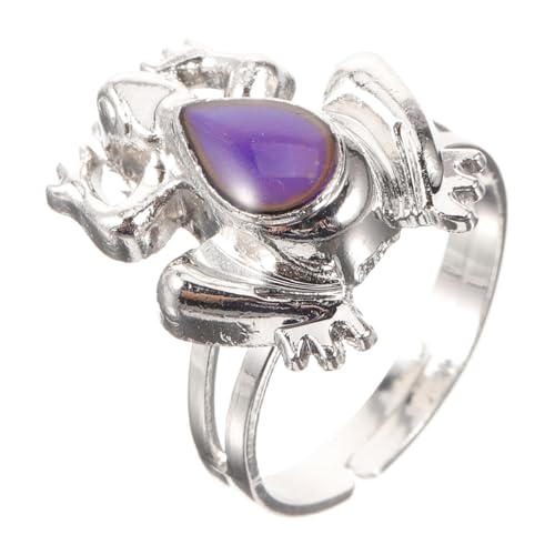 WOFASHPURET 4 Stück Thermochromer Ring Finger Schlüssel einstellbar zappelnde Offene Froschringe Frosch-Emotionsring seltsame Ringe Kinderringe Kinderschmuck Legierung von WOFASHPURET
