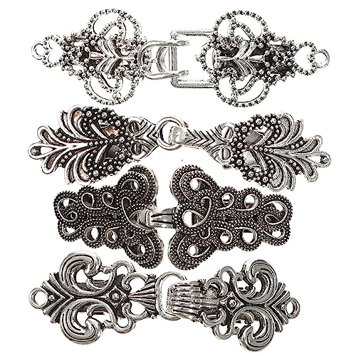 WOFASHPURET 4 Stück Vintage Cardigan Clips Set Elegante Kragenpins aus Antik Silbernem Dekorative Pullover und Strickjacken Broschen Einfache Befestigung ohne Stoffschäden Langlebig und von WOFASHPURET
