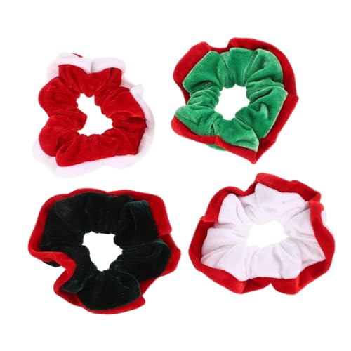 WOFASHPURET 4 Stück Weihnachtliche Haargummis Große Flauschige Ponytail Scrunchies mit Elastischem Band Weiche Stretch Haargummis für Dickes Dünnes Lockiges Haar Damen und Mädchen Rot Grün Rot von WOFASHPURET