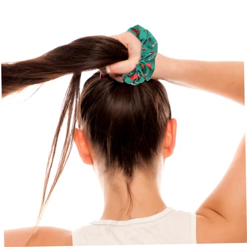 WOFASHPURET 4 Stück Weihnachtliche Haargummis Ponytail Hair Accessories Satin Haarschmuck in Weiß Grün mit Glocken für Mädchen Festliche Frisuren von WOFASHPURET