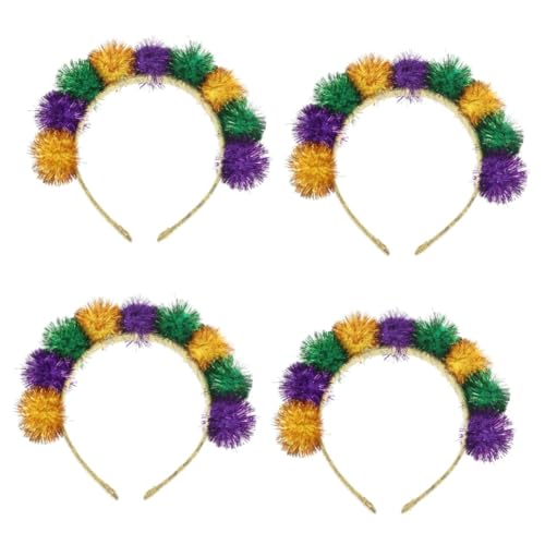 WOFASHPURET 4 Stück karneval stirnband kinder haarschmuck hair accessories partyzubehör Cosplay-Stirnband Party-Stirnband Abschlussball Posieren Bommel Kopfbedeckung großer Haarball Stoff von WOFASHPURET