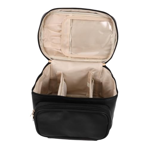 WOFASHPURET 4 Stück wasserdichte Große Kosmetiktasche Damen Reise Schminktasche mit Viel Stauraum Leicht und Kompakt für Make-up Pinsel Toilettenartikel Schwarzer PU Organizer von WOFASHPURET