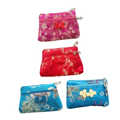 WOFASHPURET 4stücke Chinesische Seiden Geldbörse Mit Reißverschluss Kleine Schmuckaufbewahrungstasche Im Zufälligen Muster Für Reisen Und von WOFASHPURET