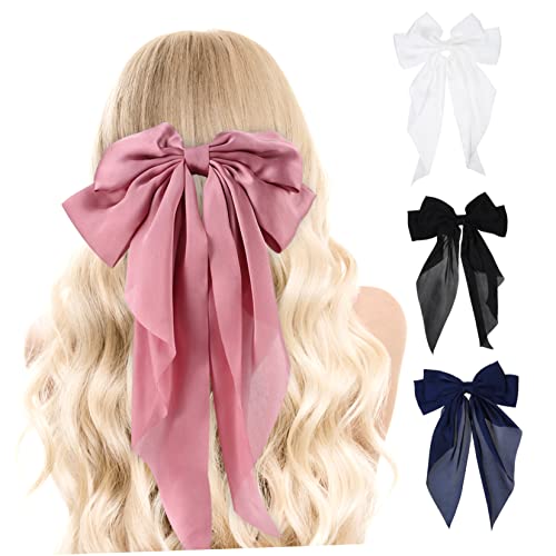 WOFASHPURET 4Stücke Bogen Haarklammern für Damen Satin Haarspangen mit Langem Eleganter Haarschmuck für Hochzeit Party von WOFASHPURET
