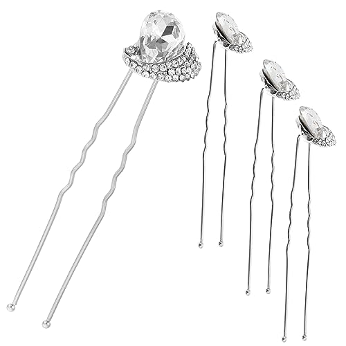 WOFASHPURET 4stücke Haarnadeln Mit Strasssteinen Für Hochzeit U-förmig Metall Leicht Langlebig Haarschmuck Für Frauen Haarnadeln Für Braut Für Abschlussball von WOFASHPURET