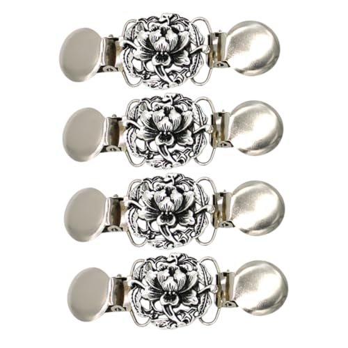 WOFASHPURET 4stücke Vintage Cardigan Clips Für Damen Retro Blumen Schalklammern Rutschfeste Kleidungsclips Stilvolle Kleiderklammern Modisches Kleidungszubehör von WOFASHPURET