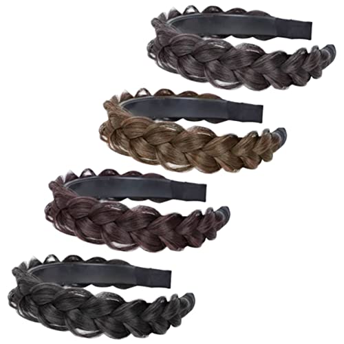 WOFASHPURET 4Stücke Teiliges Geflochtenes Haarband für Mädchen Perücken Kopfschmuck Natur und Schwarzbraun und Langlebiges Accessoire von WOFASHPURET