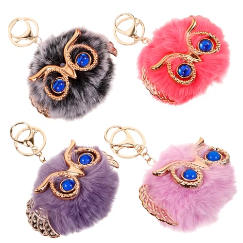 WOFASHPURET 4stücke Katzenohren Kunstpelz Schlüsselanhänger Niedliche Schlüsselringe Für Handtaschen Rucksäcke Und Dekoration Watermelonrot von WOFASHPURET