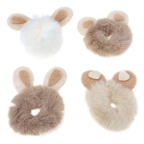 WOFASHPURET 4stücke Hase-ohr Haarringe Mädchen Pferdeschwanz Halter Outdoor Haar Scrunchy Krawatten Vielseitiger Kopfschmuck Schickes Haarseil Einzigartiges Haargummi Haargummi von WOFASHPURET
