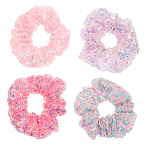 WOFASHPURET 4stücke Leuchtendes Led-haargummi Für Mädchen Mesh Pailletten Haar Seil Party-haar-accessoire Beleuchtetes Kopfschmuck Für Frauen von WOFASHPURET