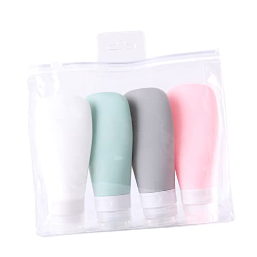 WOFASHPURET 4stücke Silikon-reiseflasche Wiederverwendbar Tragbar Mit Tasche Für Lotion Duschgel Shampoo Handcreme Geeignet Für Reisen Camping Büro Zuhause von WOFASHPURET