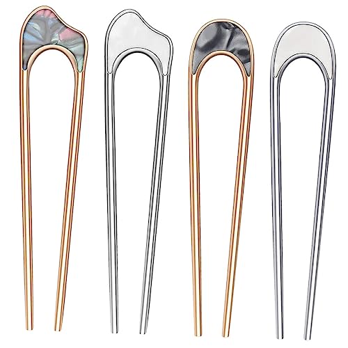 WOFASHPURET 4stücke U-förmige Haarnadeln Dekorativ Für Frauen Französische Haarnadeln Haarteile Accessoires Für Langes Haar Geeignet Für Dickes Dünnes Glatte Und Lockige Haar von WOFASHPURET