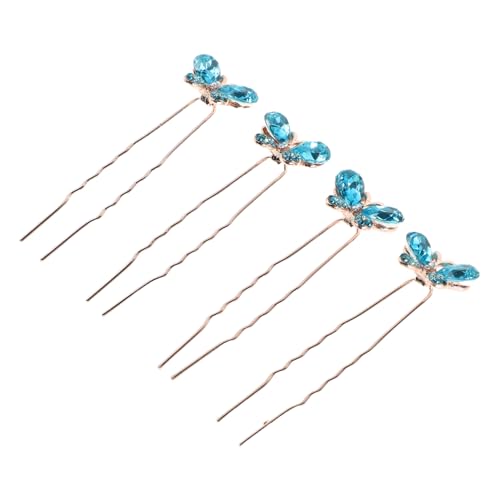WOFASHPURET 4stücke U-förmige Schmetterlings-haarnadel Mit Strasssteinen Haarschmuck Für Frauen Und Teenager Dekorative Haarnadeln Für Alltag Und Partys Einfache Haarschmuck-accessoires von WOFASHPURET