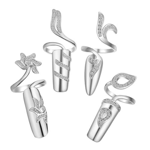 WOFASHPURET 4stücke Verzierter Finger Ring Mode Nagelringe Fingernagel Geformte Ringe Aus Legierung Mit Strasssteinen Für Damen von WOFASHPURET