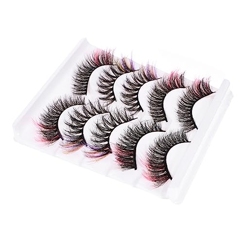 WOFASHPURET 5 Paare Fünf Bunte Wimpern für Cosplay und Halloween Mehrlagige Dichte Fake Lashes für und Mädchen Bequem und Einfach Anzuwenden für Partys und Täglichen Gebrauch von WOFASHPURET