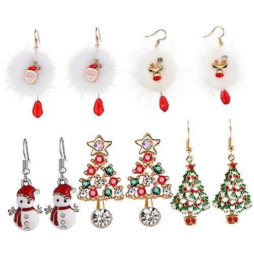 WOFASHPURET 5 Paare Weihnachts Ohrringe Damen Ohrschmuck Leichtes Legierungs Material Festliche Hängende Ohrstecker für Frauen und Mädchen Weihnachten Schmuck von WOFASHPURET